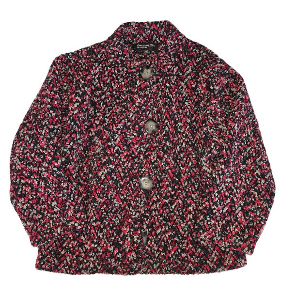 Jones New York Jackets & Blazers - Jones New York Blazer Red Gray Black Button Up Knit Jacket Size Petite Medium